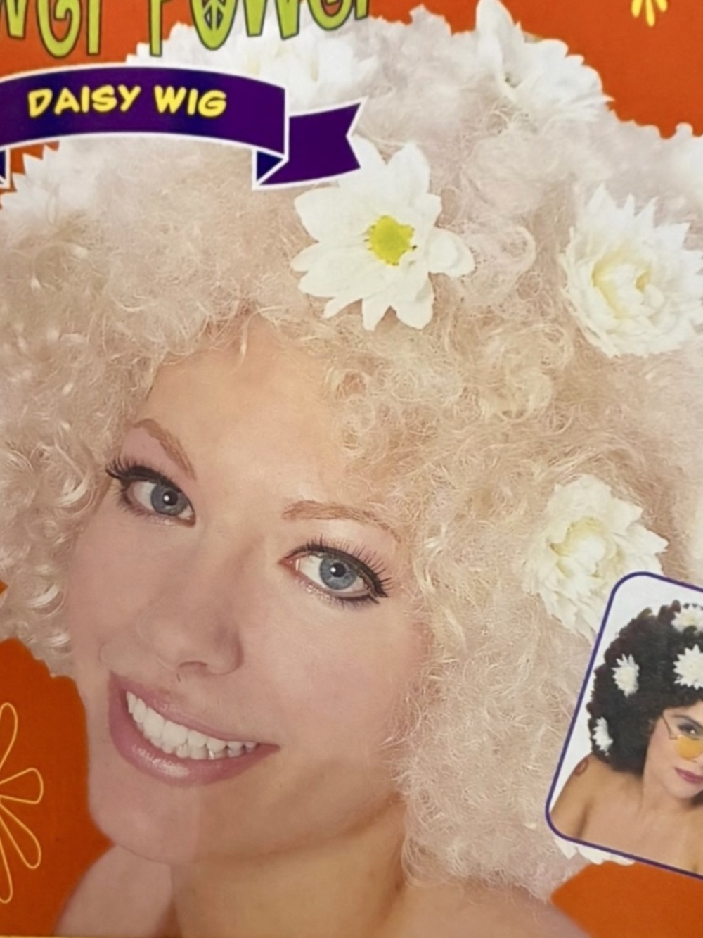 Vintage 2000 Flower Power Daisy Blonde Wig Halloween CosPlay NOS
